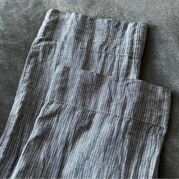 EVERLANE The Linen Side-button Blue White Straight Leg Jumpsuit Size 2 - Picture 14 of 15